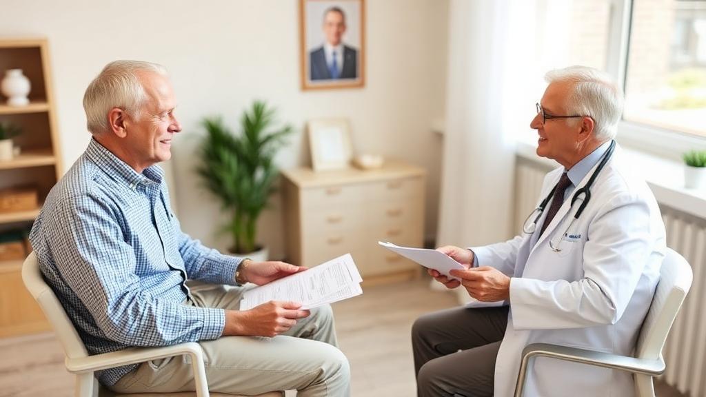 A patient consulting with a second physician for another opinion on a cancer diagnosis