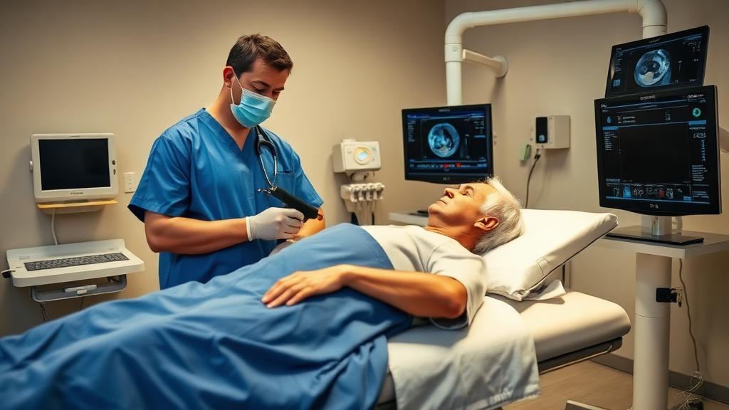 A calm clinical setting where a prostate biopsy procedure is performed