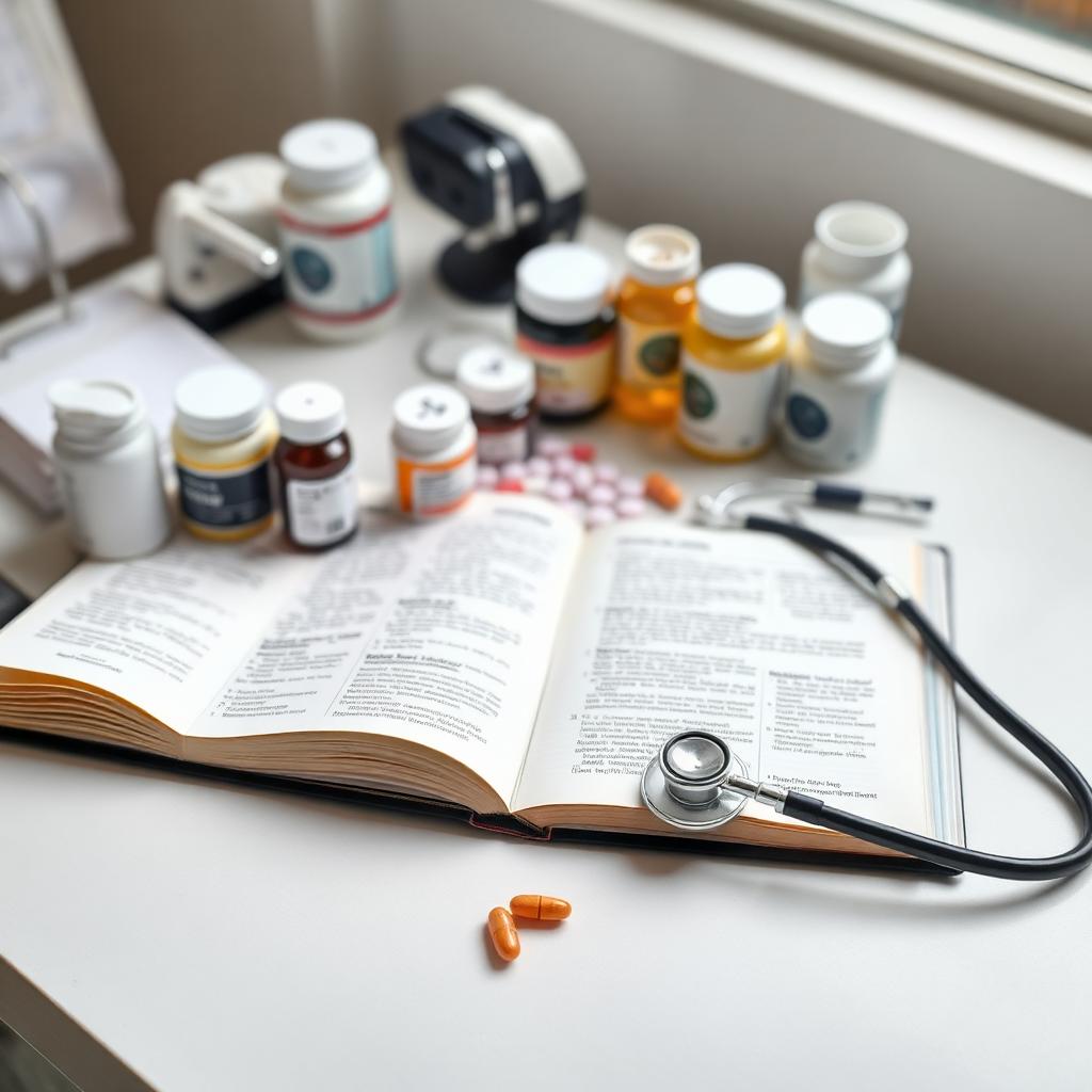 A physician studying medical research on repurposed drugs and supplements for cancer care