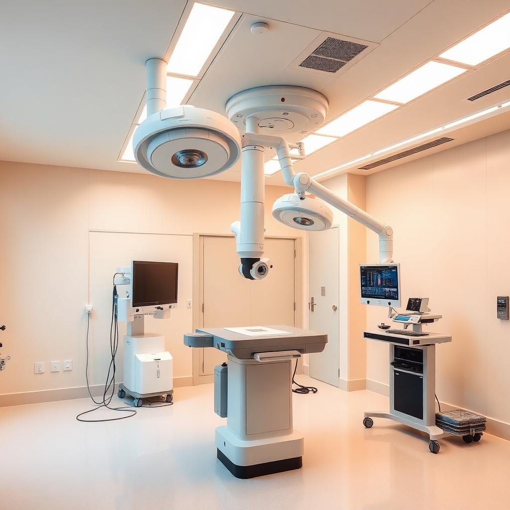 A robotic surgical system in an operating room used for prostatectomy